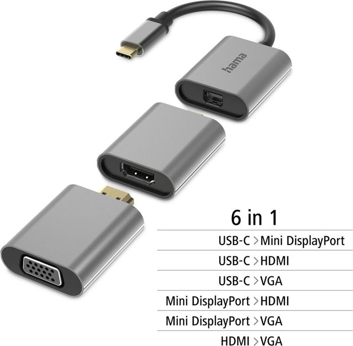 Hama USB Video-Adapter (VGA, Mini DP, HDMI, 15 cm)