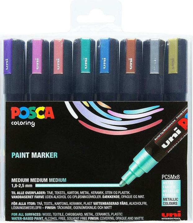 Immagine prodotto Posca Marchio PC-5M a punta tonda (Multicolore, 2.50 mm, 8 x)