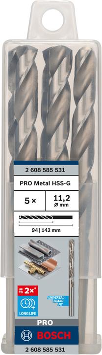 Immagine prodotto Bosch Professional Zubehör Trapano PRO Metal HSS-G, 11,2 x 94 x 142 mm (11,2 mm)
