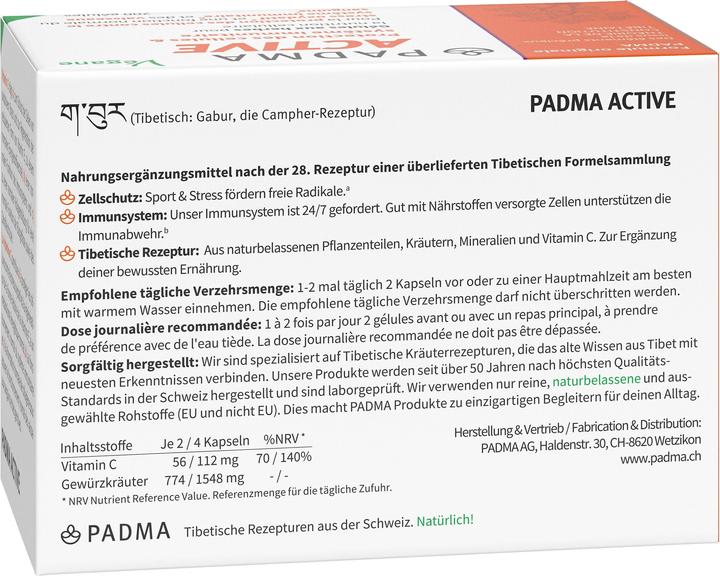 Nährwerte und Zutaten Padma 28 Active (200 Stück, Kapseln, 162 g)