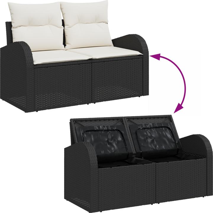 Produktbild VidaXL 5-teiliges Garten Sofa Set mit Kissen Schwarz Poly Rattan
