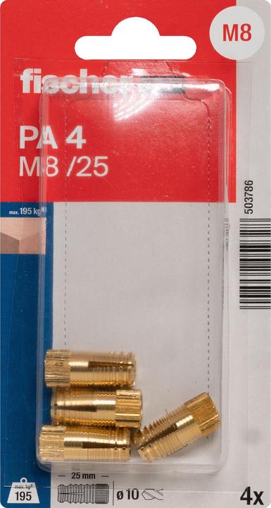 Productafbeelding Fischer Messing plug PA 4 M8/25 K (4) (4 Pcs.)
