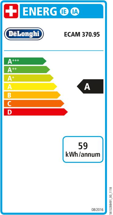 Label énergétique De'Longhi Dinamica Plus ECAM 370.95.S
