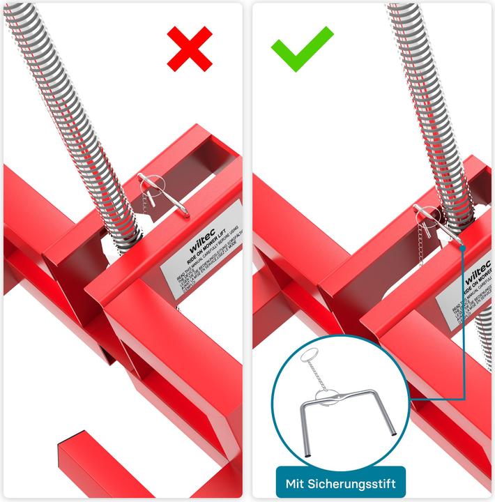 Actual product image Wiltec Lifting Device for Ride-on Mowers max 250kg incl. Adaptor, Lifter for Lawn Tractors, 35° Inclination (Lawn tractor, Garden machinery attachment)