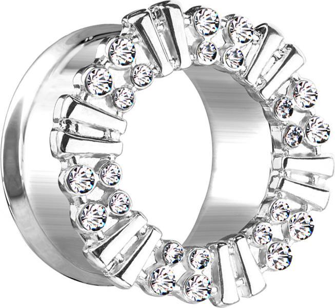 Produktbild Star Piercing Flared Tunnel Frontkante verziert mit Kristall (Messing, Chirurgenstahl 316L)