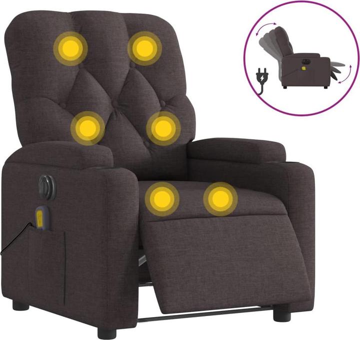 Image du produit VidaXL Fauteuil de massage Fauteuil de télévision Fauteuil de relaxation Tissu marron foncé