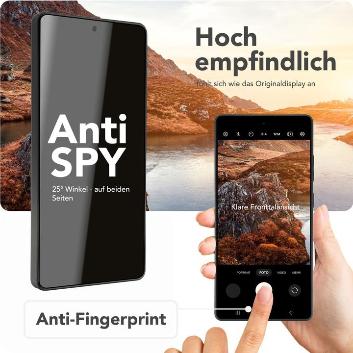 Immagine prodotto Nalia AntiSpyX - Privacy Schutzglas mit Schablone - Full Screen Anti-Spy Protector (1 Pezzo/i, Samsung Galaxy S25 Ultra)