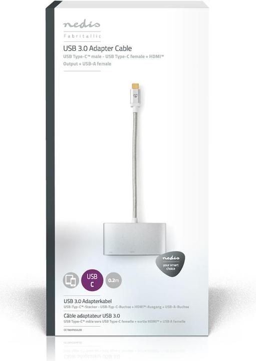 Actual product image Nedis USB Adapter - USB 3.2 Gen 1 - USB Type-C™ male - HDMI/A female/C female - 0.20 m - round - V (USB-C, 1 Ports)