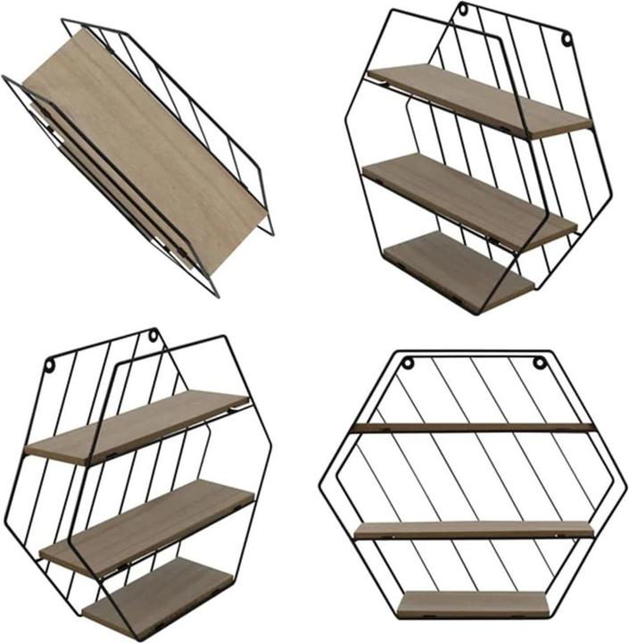 Immagine prodotto Casativo Scaffale sospeso in metallo e legno, nero, marrone (31 x 9 x 35 cm)