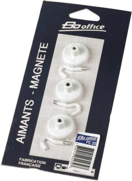 Image du produit BoOffice Aimants av.crochet blanc 25mm (3 x)