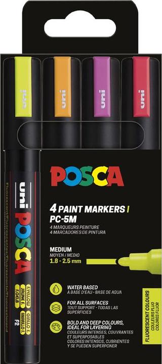 Actual product image Posca PC-5M (Neon assorted, 2.50 mm, 4 x)