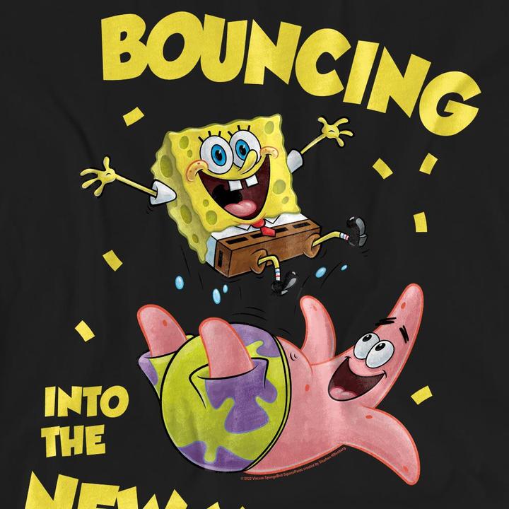 Actual product image Spongebob Squarepants Unisex Adult Bouncing Into The New Year T-Shirt (XXL)