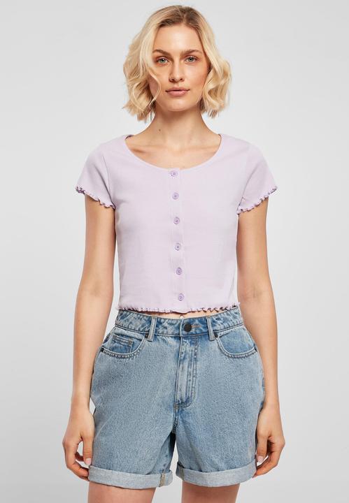Actual product image Urban Classics Ladies Cropped Button Up Rib Tee - 12114 (S)
