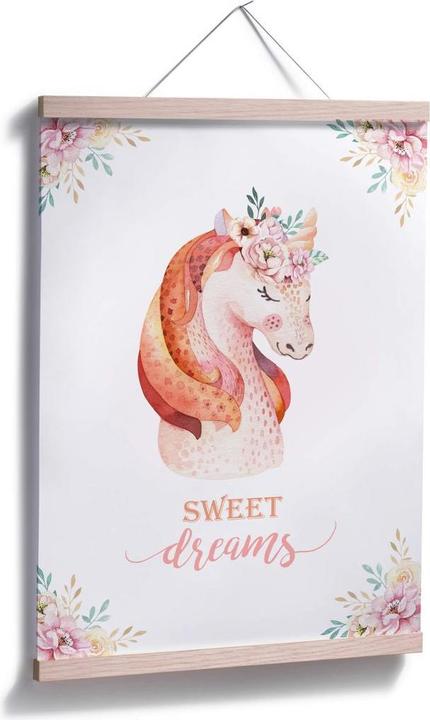 Produktbild Trenddeko Kvilis - Sweet Dreams - Einhorn mit Blumenkranz (120 x 150 cm)