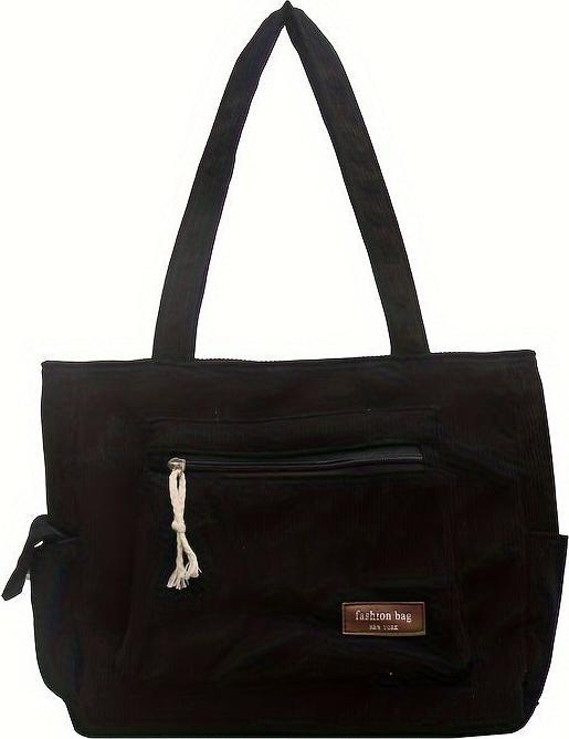 Immagine prodotto Only-Bags.Store Semplice borsa a tracolla in velluto a coste, tote bag multitasche, borsa alla moda per la scuola