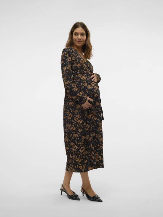 Actual product image Mamalicious Regular fit V-neckline Narrow sleeves Midi dress Dress (L)