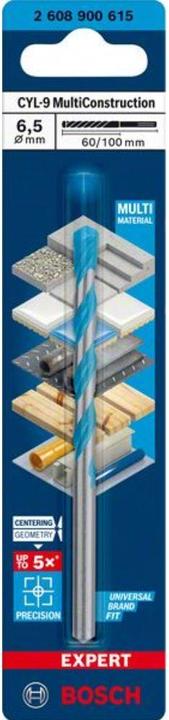 Immagine prodotto Bosch Professional Zubehör Trapano multi-costruzione EXPERT CYL-9, 6,5 x 60 x 100 mm (6,5 millimetri)