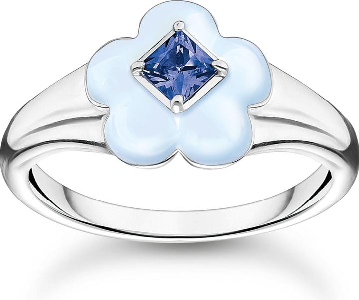 Actual product image Thomas Sabo Ring Flower with Blue Stone Silver (54, 925 Silver)