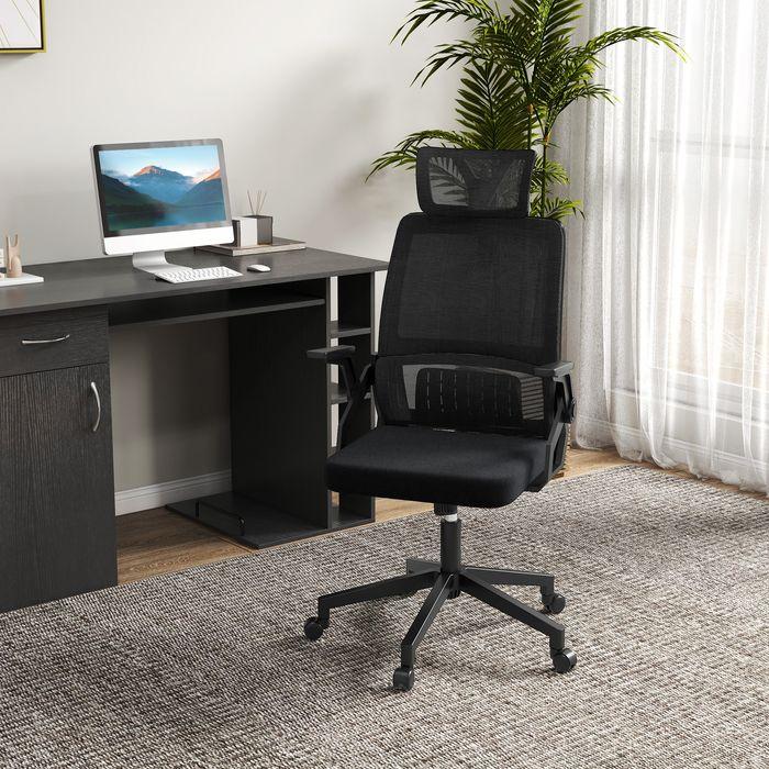 Immagine prodotto Swisshandel24 Vinsetto Bürostuhl ergonomisch, mit Kopfstütze, Armlehnen, Wippfunktion