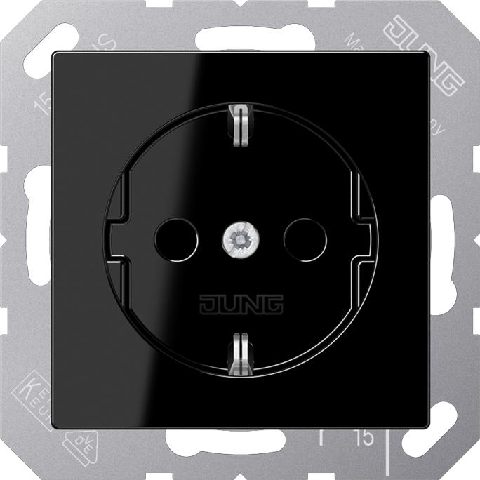Actual product image JUNG SCHUKO socket outlet black A 1520 BF SW