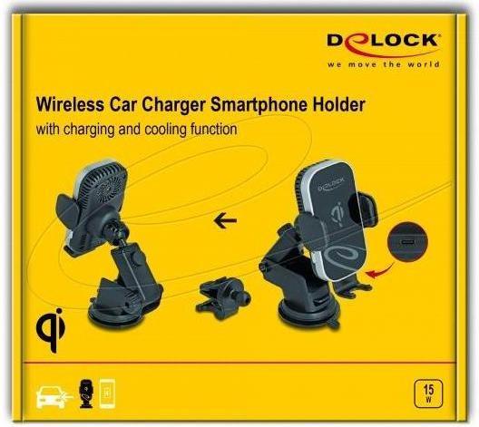 Produktbild Delock Wireless Car Charger Smartphone Halterung mit Ladefun
