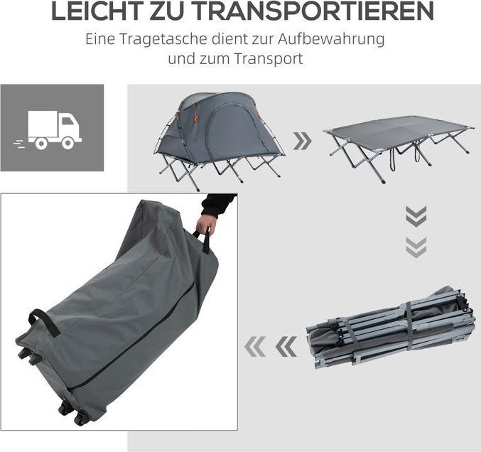 Immagine prodotto Swisshandel24 Lettino da campeggio con tenda letto da campeggio rialzato per 2 persone tenda a cupola con (Tenda a cupola, 2 persone)