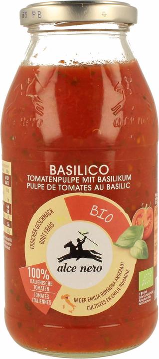 Alce Nero Sauce Bio Tomaten Pulpe mit Basilikum Flasche 500 ml (500 g)