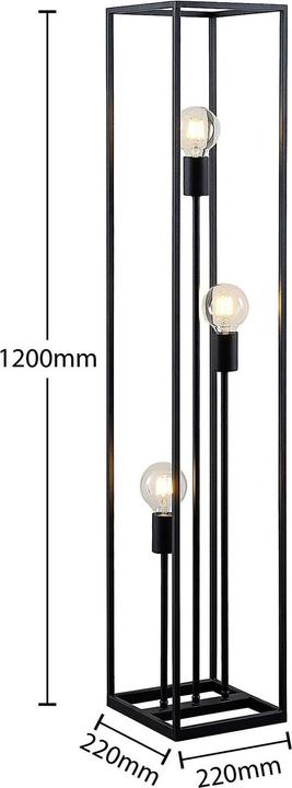 Actual product image Lindby Krisha floor lamp in black steel, 3-light. (E27)