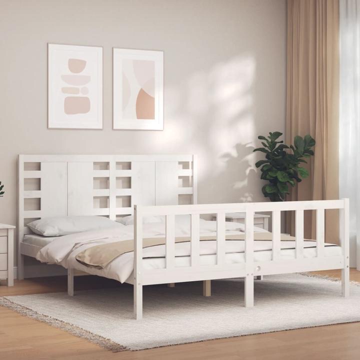 Image du produit VidaXL Massivholzbett mit Kopfteil Weiss 5FT King Size (150 x 200 cm)