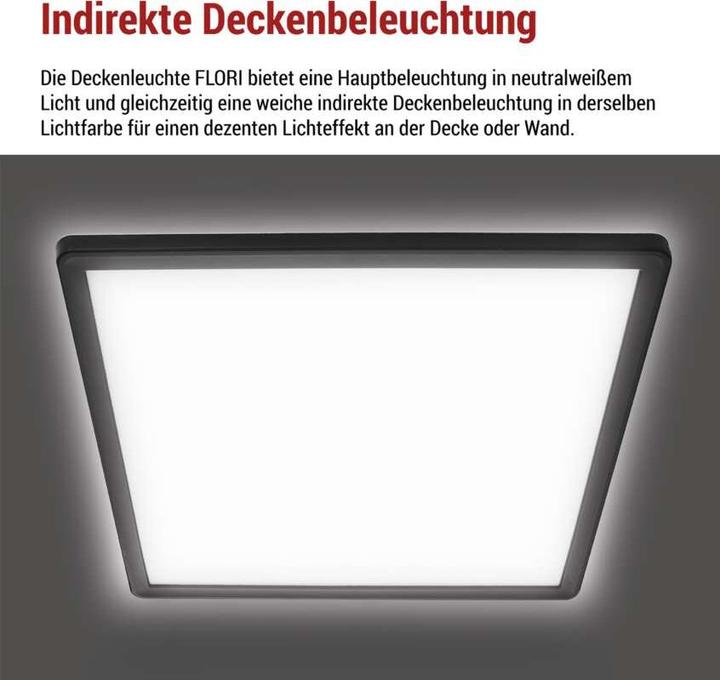 Actual product image Emos LED-Anbauleuchte FLORI quadrat, schwarz, 18W, neutralweiss (1800 lm)