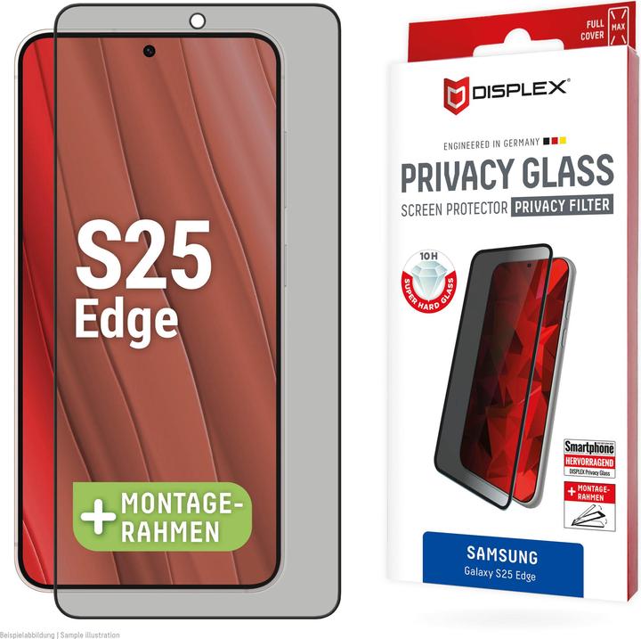 Actual product image Displex Privacy Glass, Privacy Full Cover Panzerglas (1 Piece, Samsung Galaxy S25 Edge)