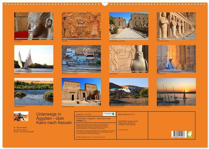 Actual product image Unterwegs in gypten - ber Kairo nach Assuan (Wandkalender 2025 DIN A2 quer), Monatskal (A2, German)