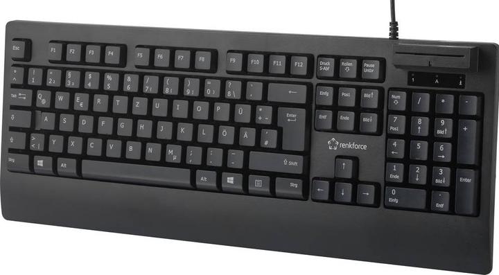 Actual product image Renkforce RF-CKB-200 USB Keyboard German, QWERTZ Black Smart card reader (DE, Cable)
