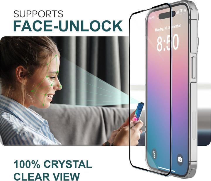 Produktbild Nalia 2x Schutzglas & 1x Schablone (2 Stück, Apple iPhone 16 Plus)