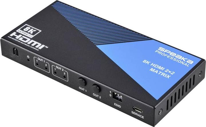 Produktbild SpeaKa Professional SP-11571776 2+2 Port HDMI-Matrix-Switch Ultra HD-fähig 7680 x 4320 Pixel Schwar