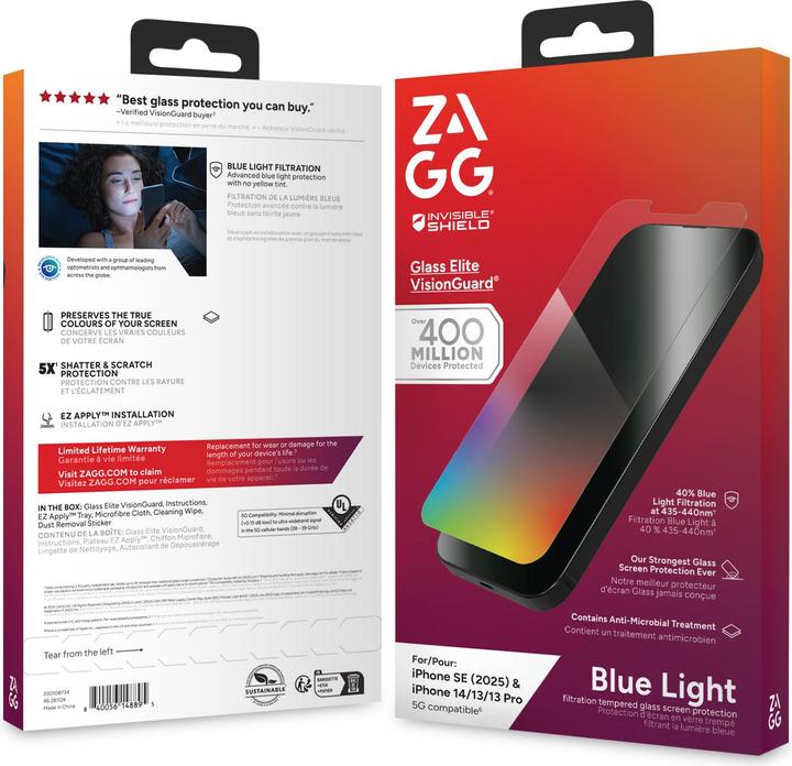 Actual product image InvisibleShield Elite VisionGuard+ (1 Piece, Apple iPhone 13 Pro)