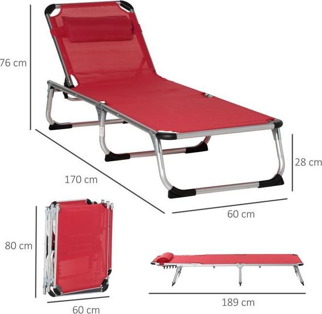 Immagine prodotto Swisshandel24 Lettino prendisole da giardino lettino in tessuto di alluminio lettino relax lettino regolabile in (165 cm)