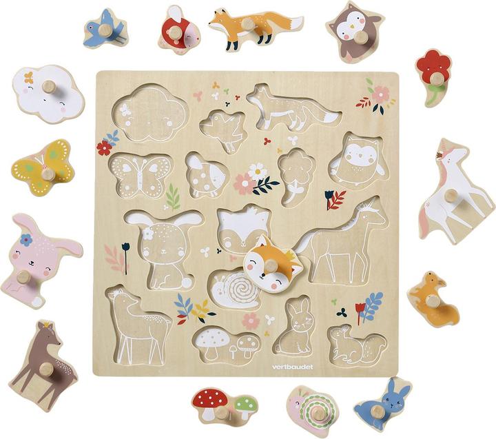 Produktbild Vertbaudet Baby Steckpuzzle MÄRCHENWALD aus Holz FSC® (15 Teile)