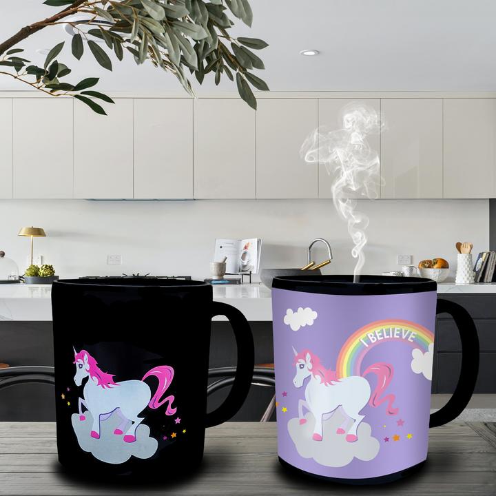 Actual product image Thumbs Up Mad Monkey mug "Unicorn" colour change 300ml black (300 ml, 1 x)