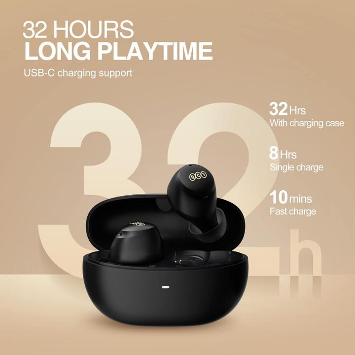 Produktbild QCY Wireless Earphones TWS HT07 ANC (black) (ANC, 32 h, Kabellos)