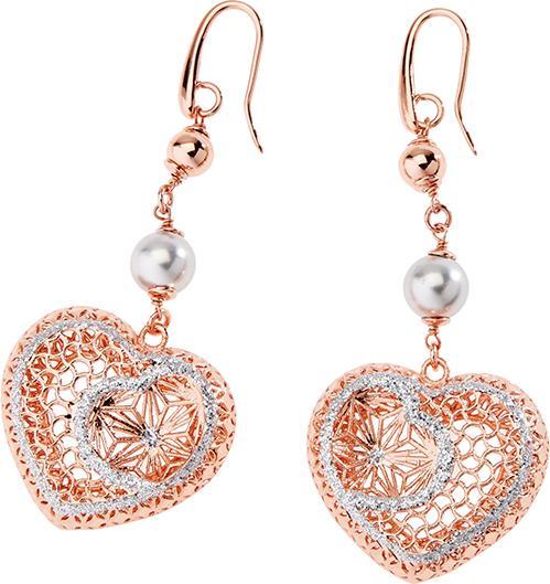 Produktbild Ottaviani Rose gold bronze earrings with silver glitter and bijoux pearls (Rose Gold)