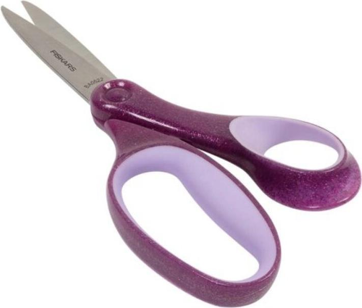 Actual product image Fiskars 1067860 School scissors, purple-glitter (18 cm)