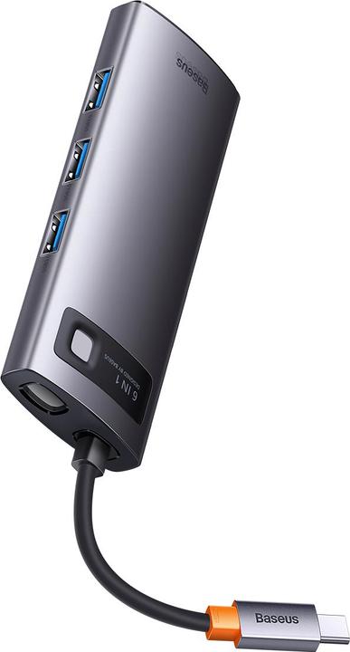 Produktbild Baseus Metal Gleam Series 6-in-1 Multifunctional Type-C HUB Docking Station Gray Type-C to HDMI*1+USB3.0*3 (USB-C, 6 Ports)