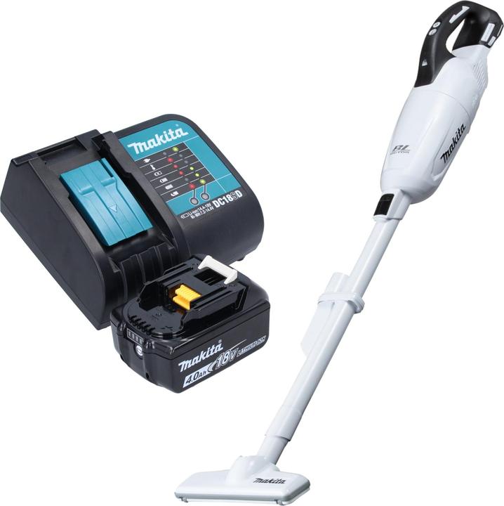 Makita DCL 281 FSM1W Akku Staubsauger 18 V weiss Brushless + 1x Akku 4,0 Ah + Ladegerät