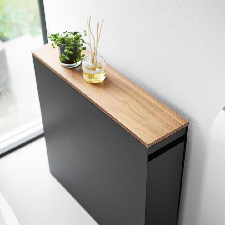 Actual product image Yamazaki Pull-out shelf with wooden shelf TOWER (140 x 56 x 55 cm)