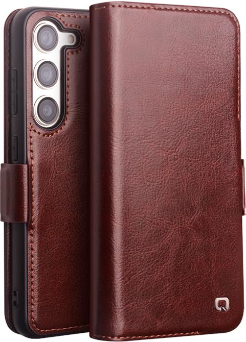 Actual product image QiAlino Hülle Flip mit magnetischem Verschluss Dunkelbraun (Samsung Galaxy S25+)