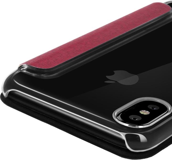 Immagine prodotto Akashi Universal Flip-Schutzhülle Kartenfach für iPhone X – Lotosblumen Rot (Apple iPhone XS)