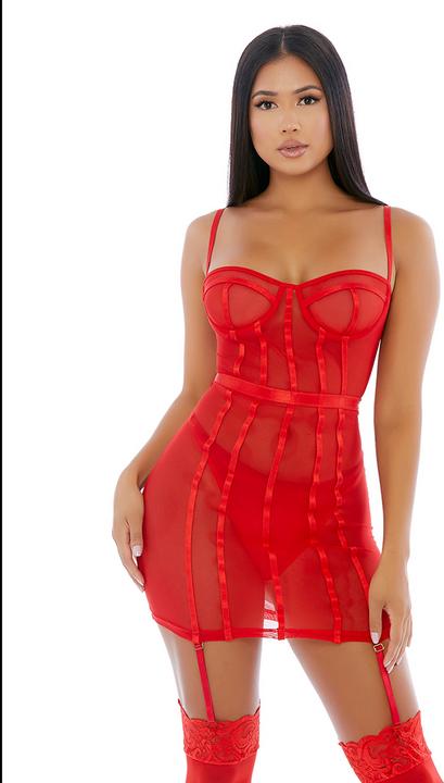 Produktbild Forplay Sheer Desires Mesh Chemise Set (L)