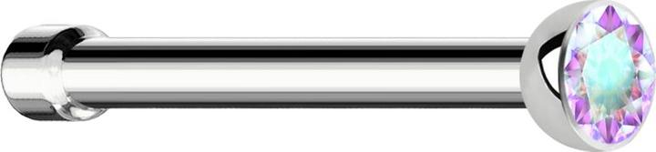 Actual product image Star Piercing Nose stud straight silver with crystal multicolour (Surgical steel 316L, without brass)