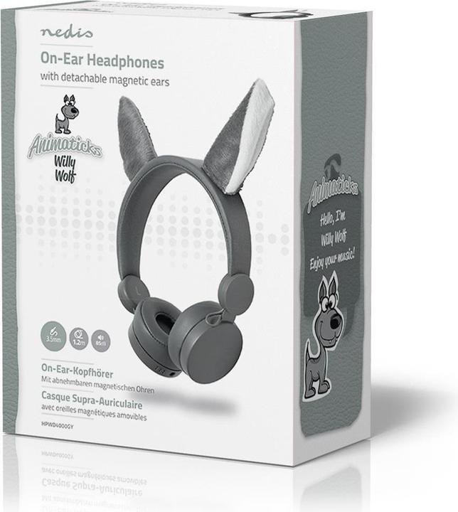 Immagine prodotto Nedis Cuffie on-ear con cavo Cuffie on-ear con cavo da 3,5 mm Lunghezza cavo: 1,20 m 85 dB Grigio Grigio (Cablato)